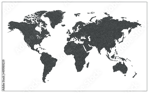 Abstract Hand Drawing Detail World Map Vector Graphic Template for Poster or Background