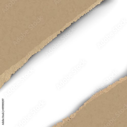 Torn paper frame. Realistic vector torn paper hole  with space for your design. photo