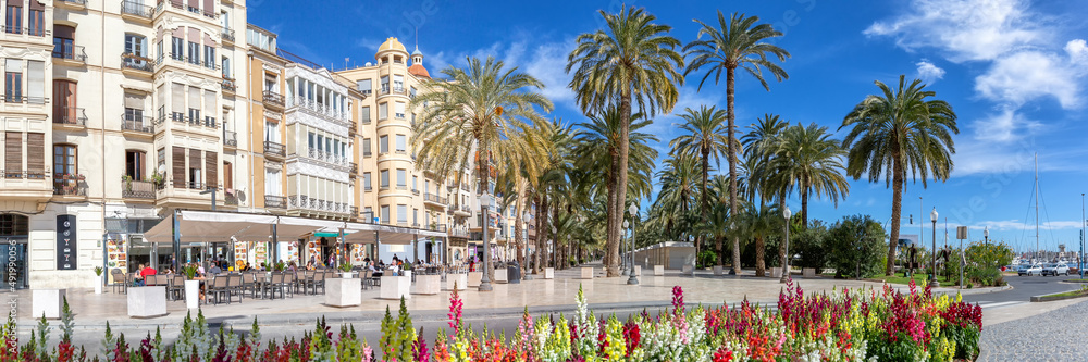 Alicante Alacant town city boulevard Esplanada d'Espanya travel traveling holidays vacation panorama in Spain