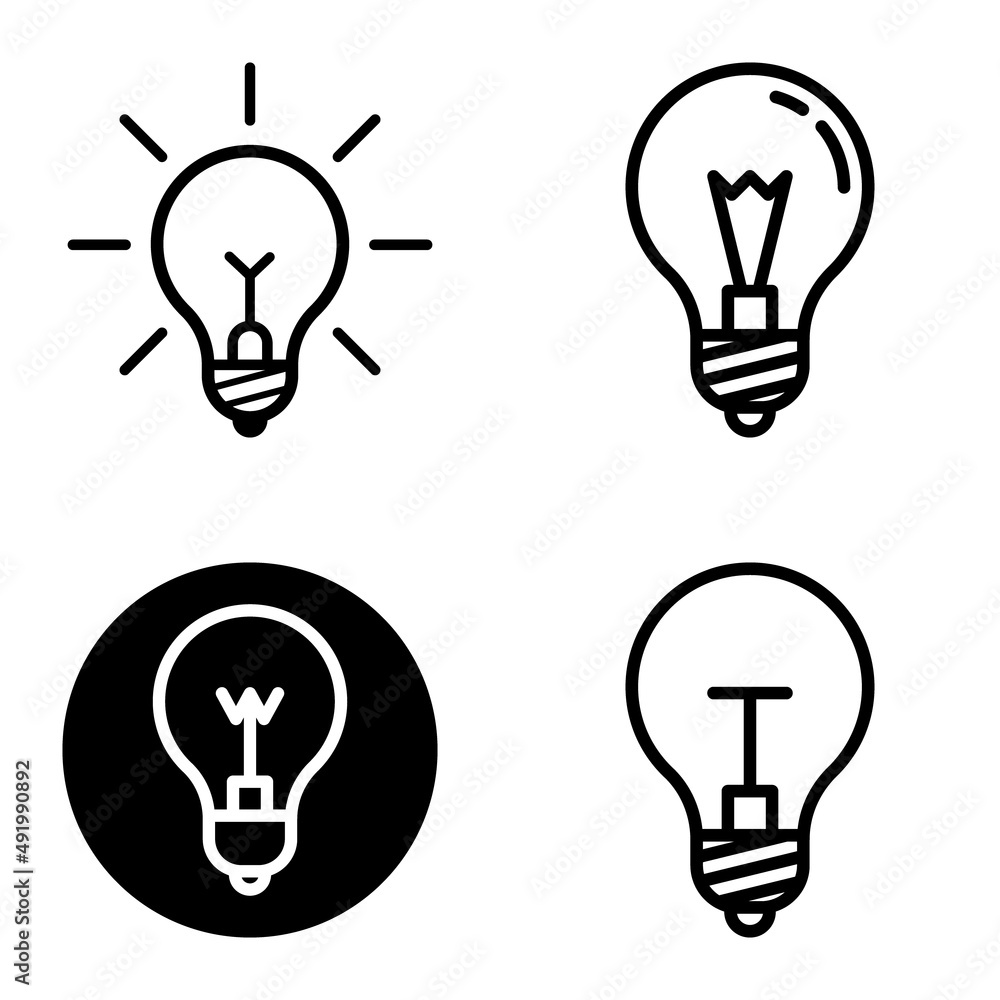 Lightbulbs1-3 Flat Icon Set Isolated On White Background Lightbulbs1-3 Flat Icon Set Isolated On White Background