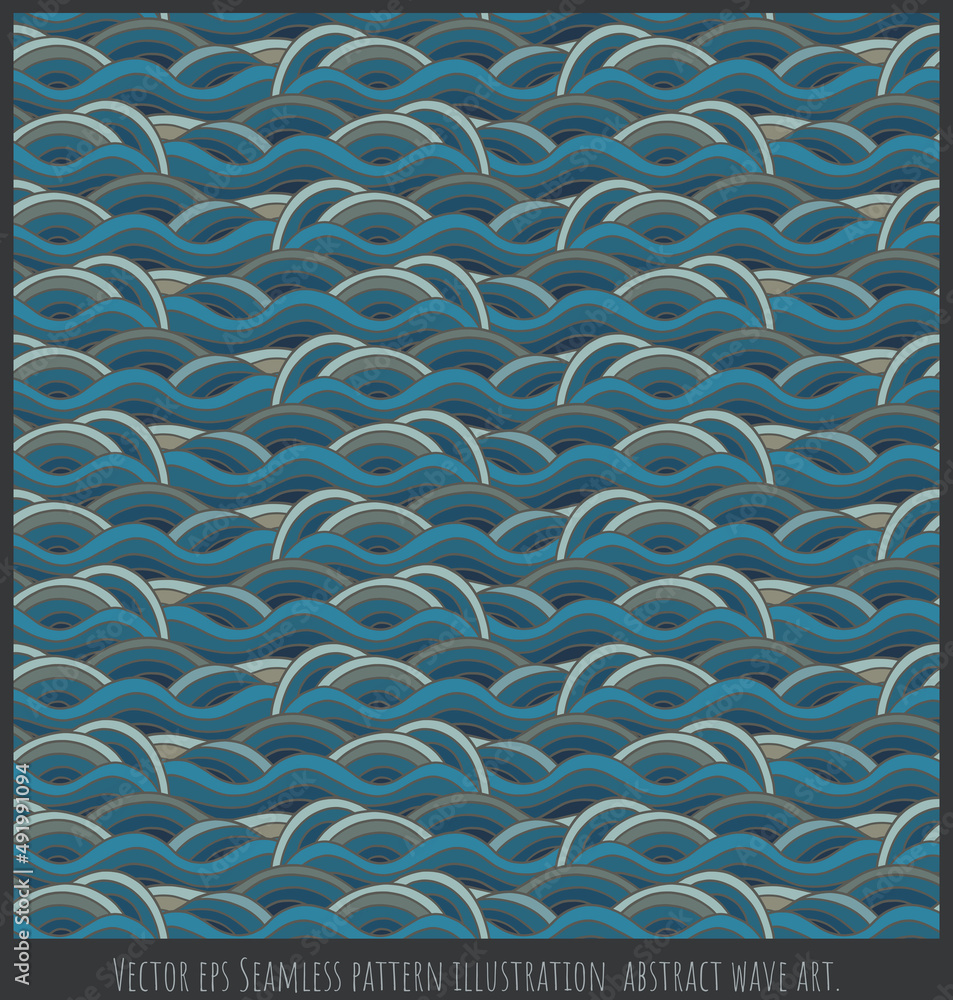 Vector eps Seamless pattern illustration  abstract wave art