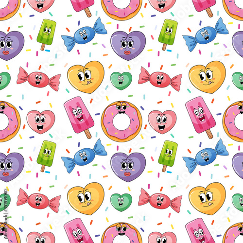 Seamless pattern cartoon on white bcakground
