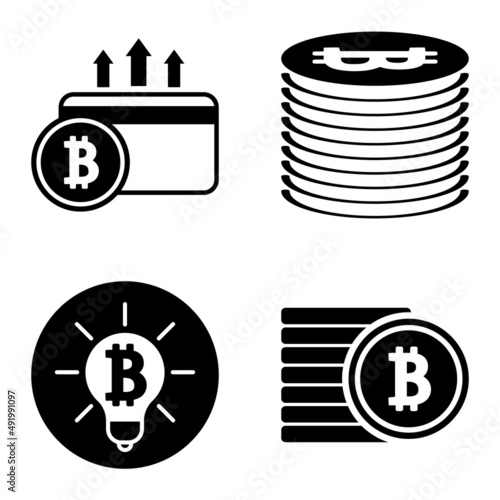 Bitcoins1-2 Flat Icon Set Isolated On White Background