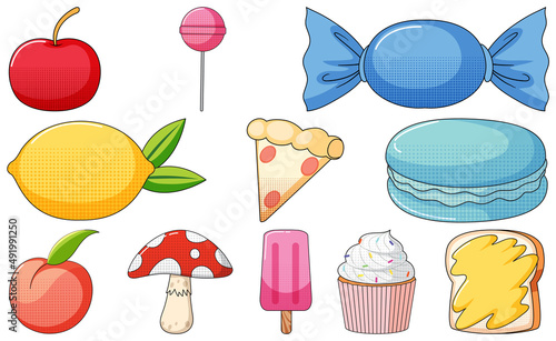 Set of vintage style cartoon on white background