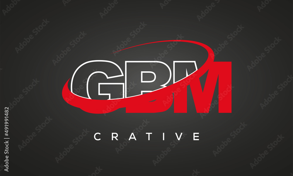 GBM creative letters logo with 360 symbol vector art template design