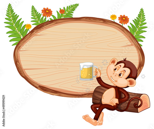 Blank oval wooden signboard with animal