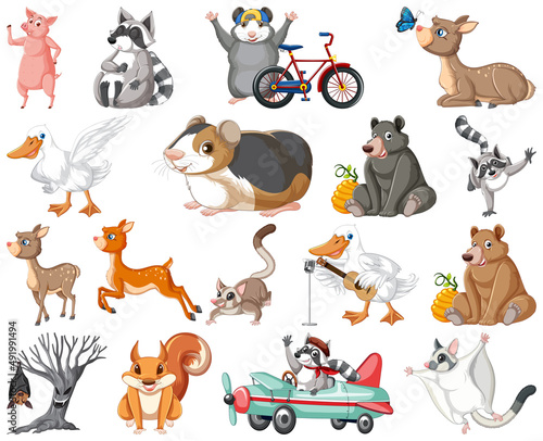 Set of animal cartoon character