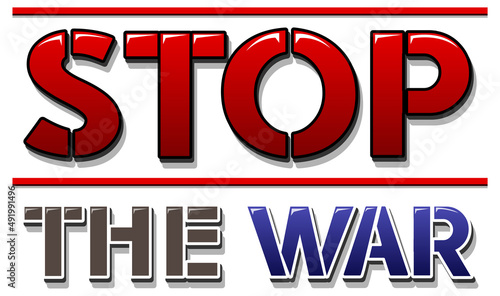 Font design with word stop the war
