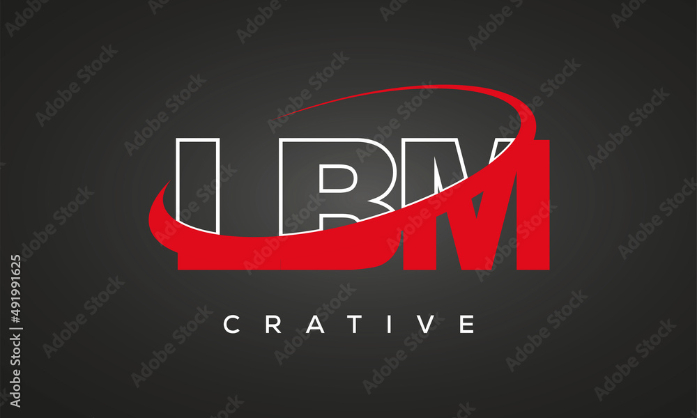 LBM creative letters logo with 360 symbol vector art template design