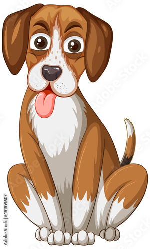 A Happy dog sitting on white background