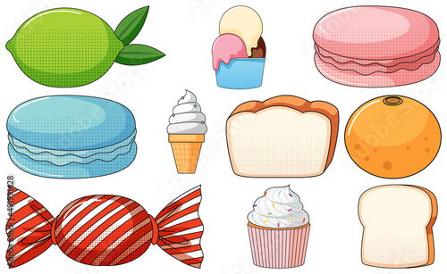 Set of vintage style cartoon on white background