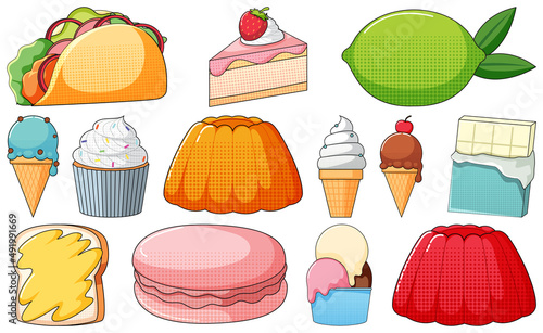 Set of vintage style cartoon on white background
