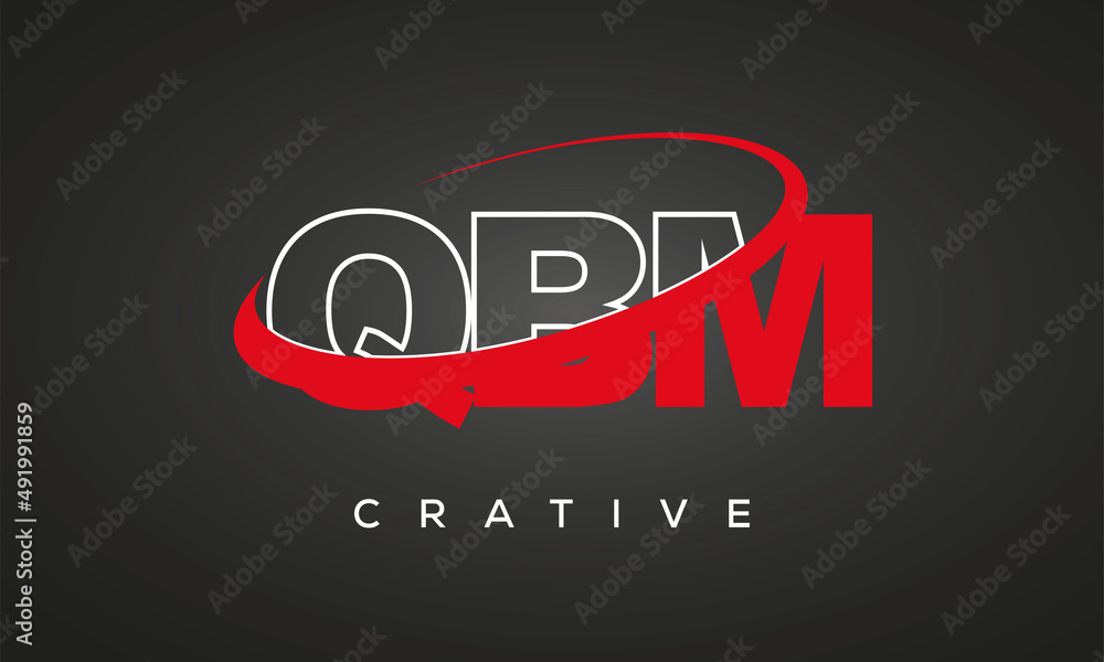 QBM creative letters logo with 360 symbol vector art template design