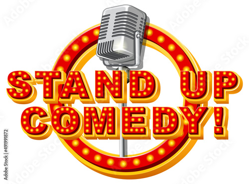 Stand up comedy logo with microphone