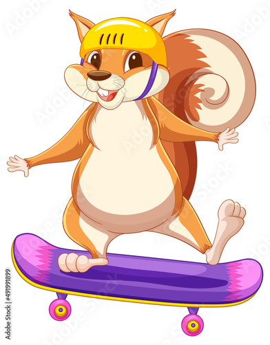 Squirrel playing skateboard cartoon