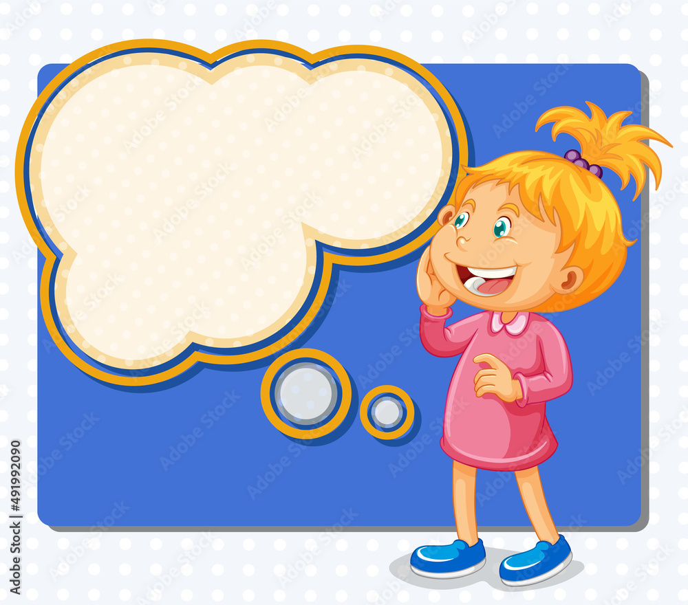 A girl thinking with empty callout A girl thinking with empty callout