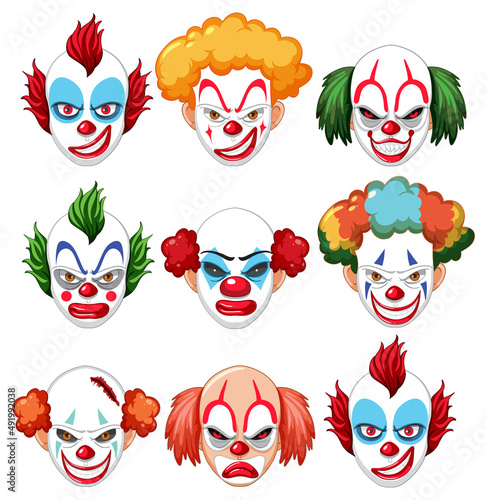 Set of clown facial expression