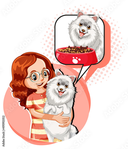 A woman and dog with callout