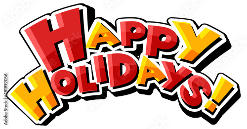Happy holiday text icon on white background