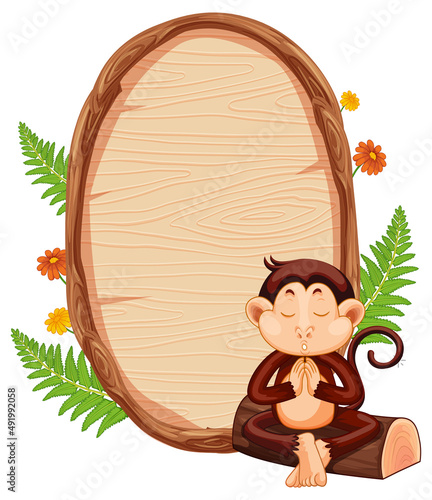 Blank oval wooden signboard with animal