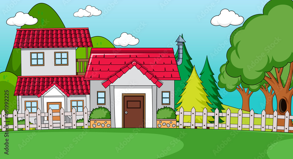 A simple house in nature background