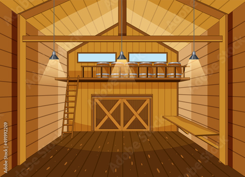Scene inside the barn