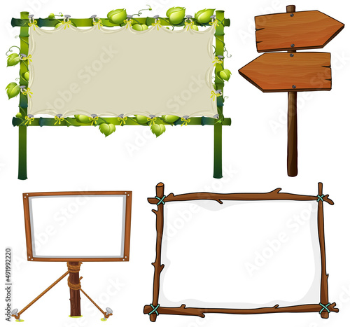 Set of wooden sign banner
