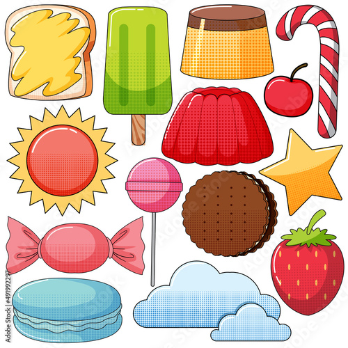 Set of vintage style cartoon on white background