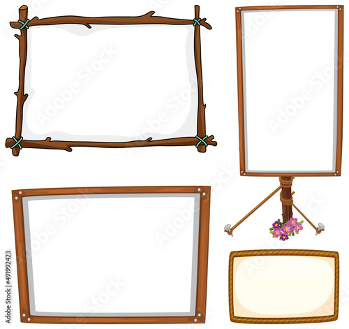 Set of wooden sign banner