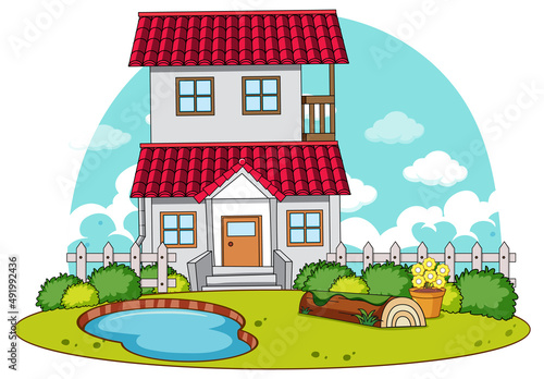 A simple house in nature background