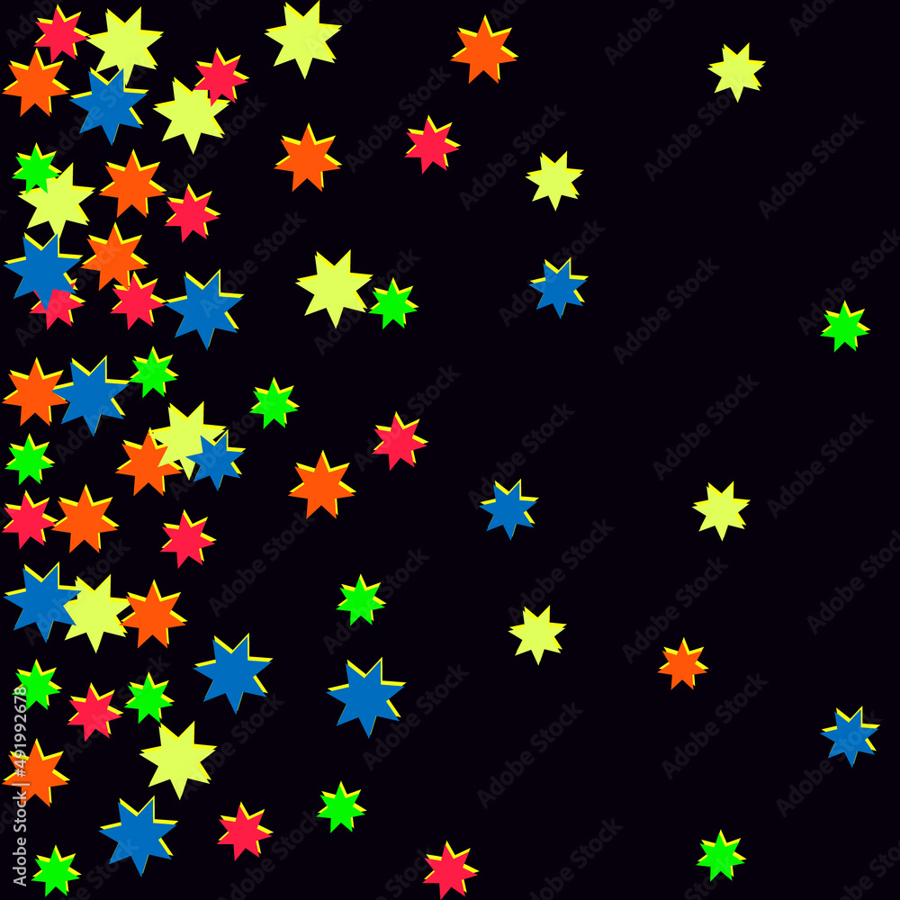 Seven-pointed multicolored stars on a black background Seven-pointed multicolored stars on a black background