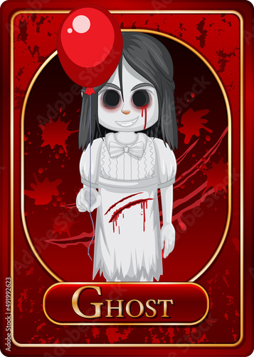 Ghost girl character game card template