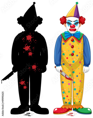 Set of scary clown on white background