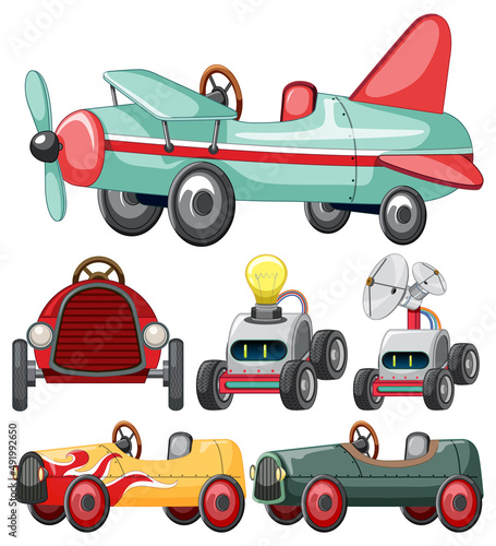 Set of different toy cars