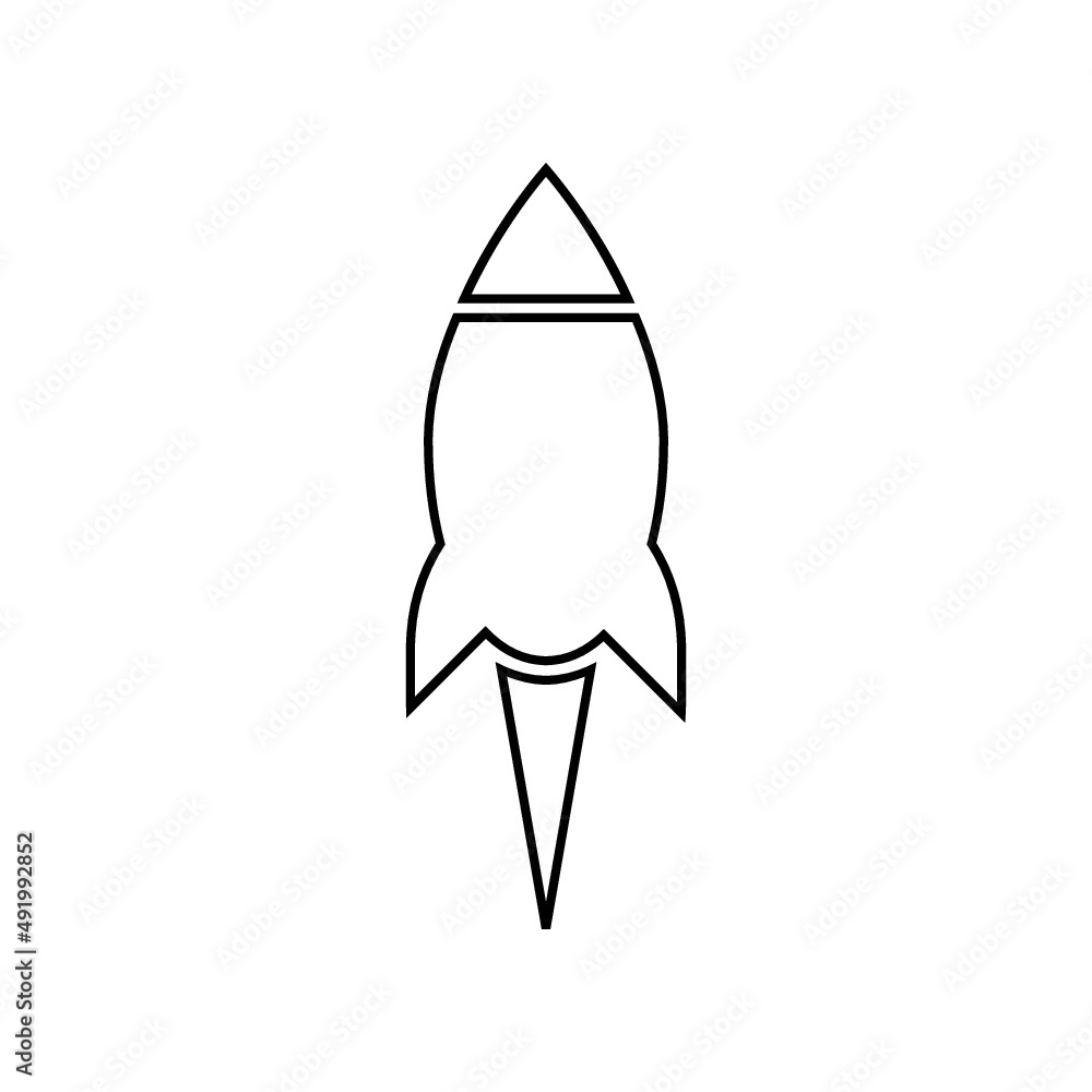 Rocket mission line icon isolated on white background Rocket mission line icon isolated on white background
