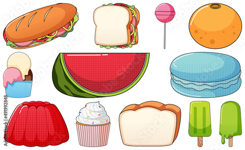 Set of vintage style cartoon on white background