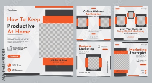 Collection of social media post banner templates. Perfect for business webinars, marketing webinars, online class programs, etc.