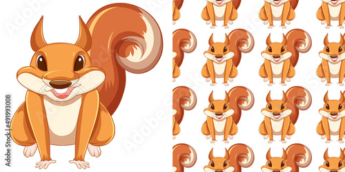 Seamless design of squirrel on white background