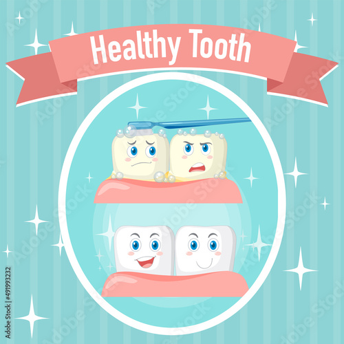 Dental healthy teeth brushing itself poster