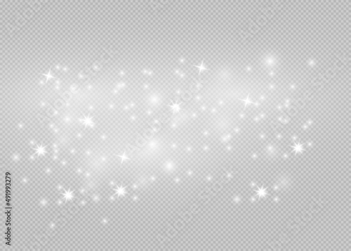 Abstract sparkling glitter texture. Shiny particle effect. Silver glittering space star dust trail of glittering particles on transparent background. Glare