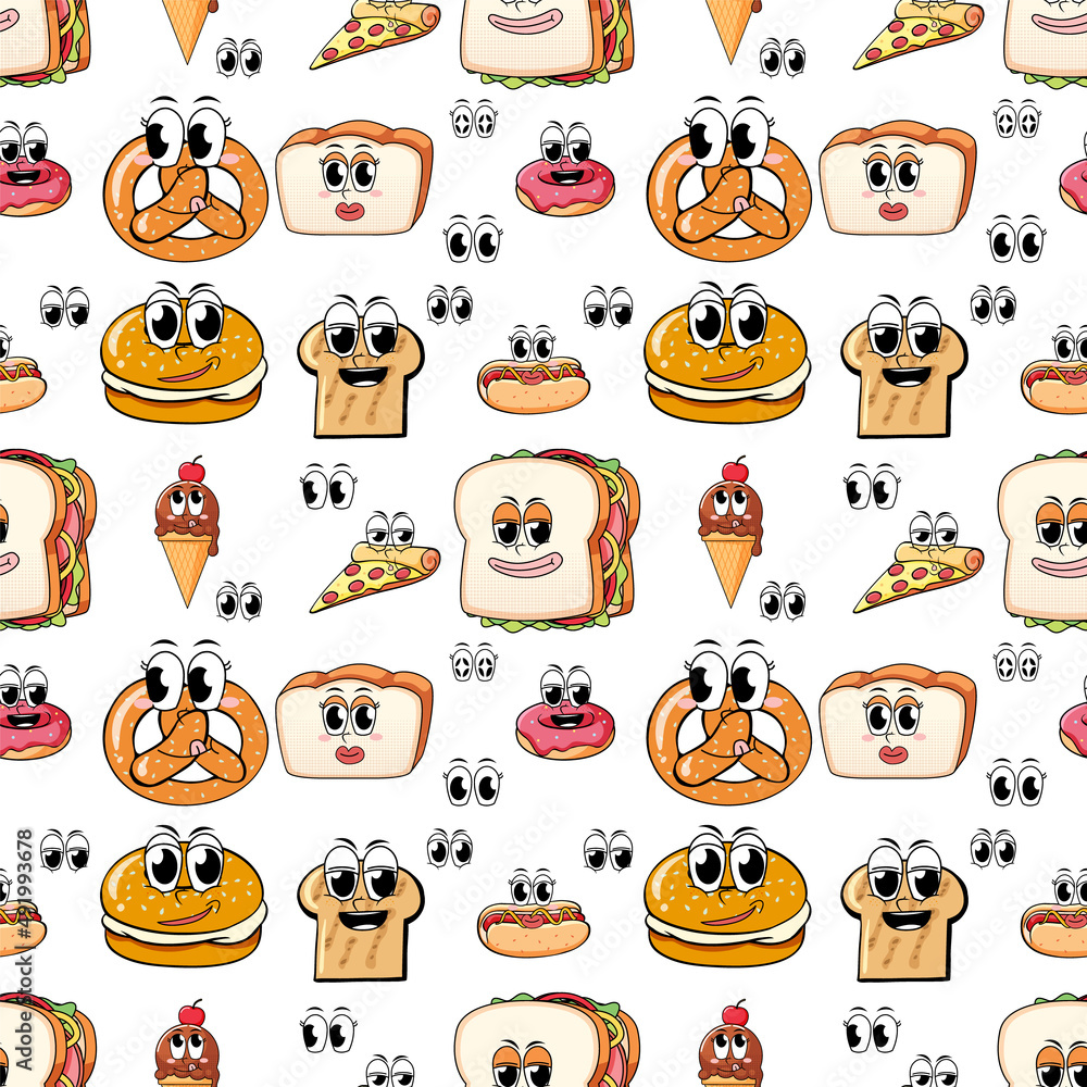 Obraz premium Seamless pattern cartoon on white background