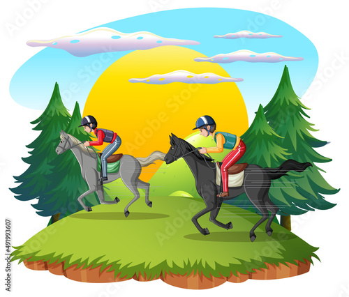 A Man riding on a horse on natural background