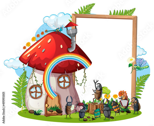 Insect with wooden frame board banner