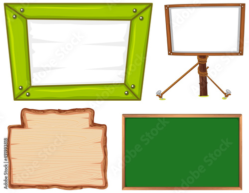Set of wooden sign banner