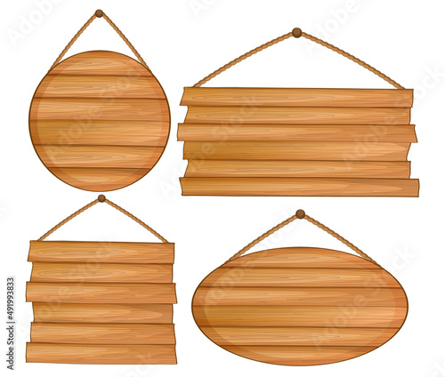 Set of wooden sign banner