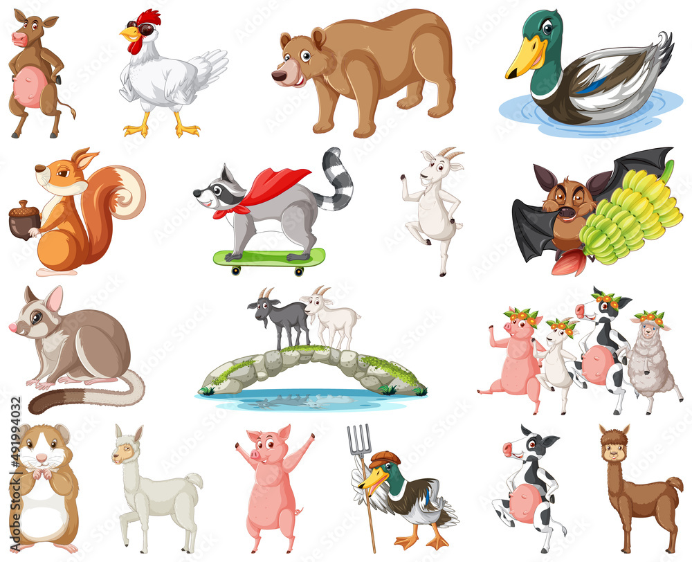Naklejka premium Set of different kids of animals