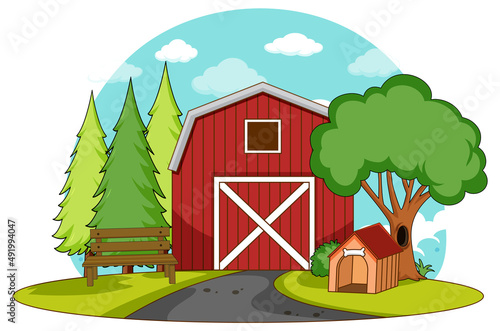 A simple barn in nature background