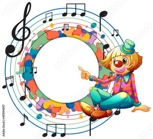 Cute clown with blank music note template
