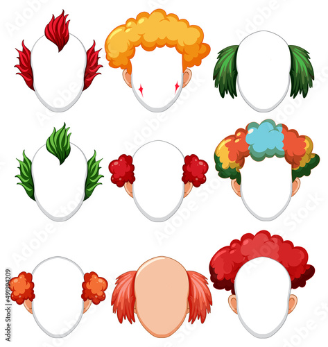 Set of clown facial expression