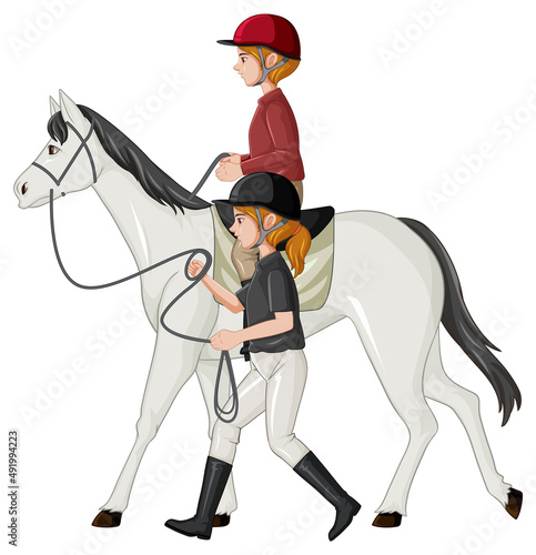 Equestrian sport with girl on horseback